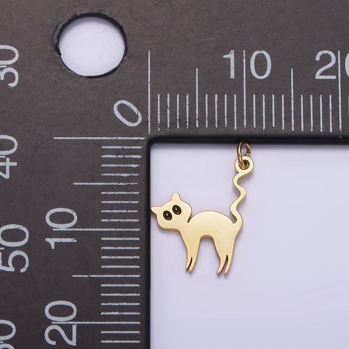 Stainless Steel Black-Eyed Kitty Cat Pet Animal Minimalist Charm | P1232 - DLUXCA