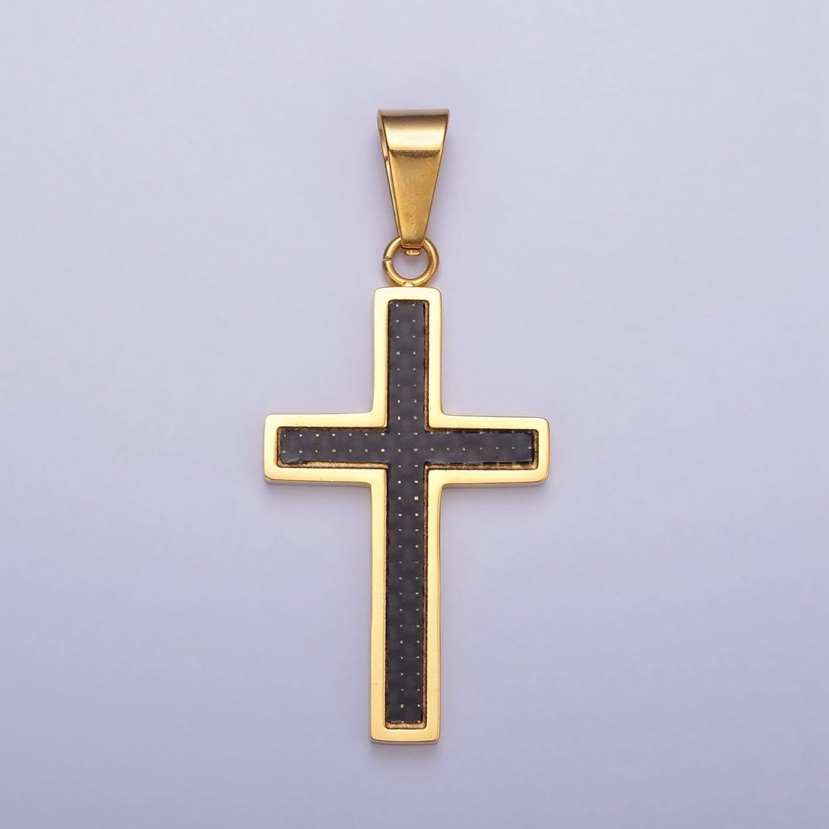 Stainless Steel Black Latin Cross Religious 44mm Pendant in Gold & Silver J-570 J-574 - DLUXCA