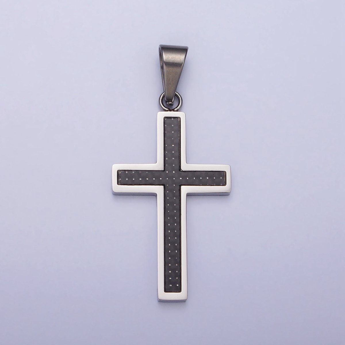Stainless Steel Black Latin Cross Religious 44mm Pendant in Gold & Silver J-570 J-574 - DLUXCA