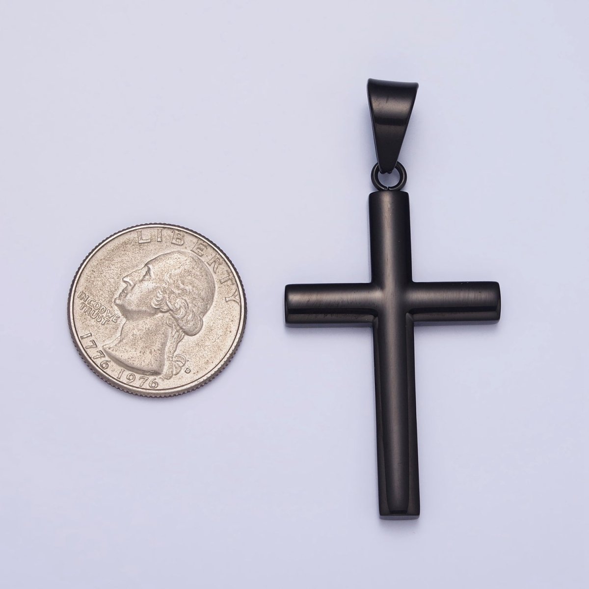 Stainless Steel Black Religious Cross Masculine Minimalist Pendant | P-1161 - DLUXCA