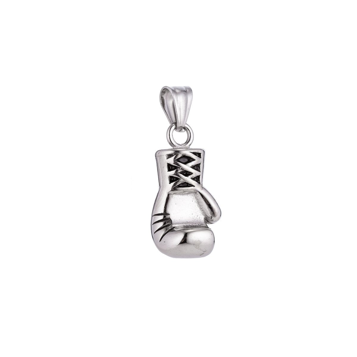 Stainless Steel Boxing Glove Necklace Pendant Boxer Sport champion Charm Bails Findings for Jewelry Making J-324 - DLUXCA