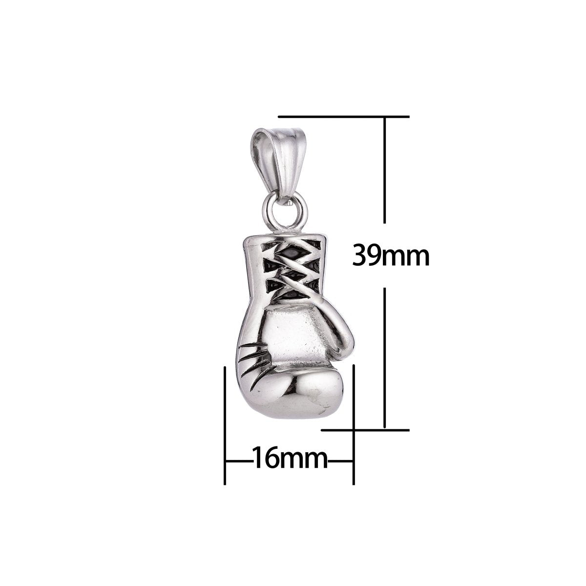 Stainless Steel Boxing Glove Necklace Pendant Boxer Sport champion Charm Bails Findings for Jewelry Making J-324 - DLUXCA