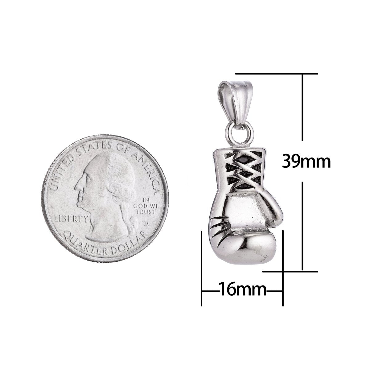 Stainless Steel Boxing Glove Necklace Pendant Boxer Sport champion Charm Bails Findings for Jewelry Making J-324 - DLUXCA