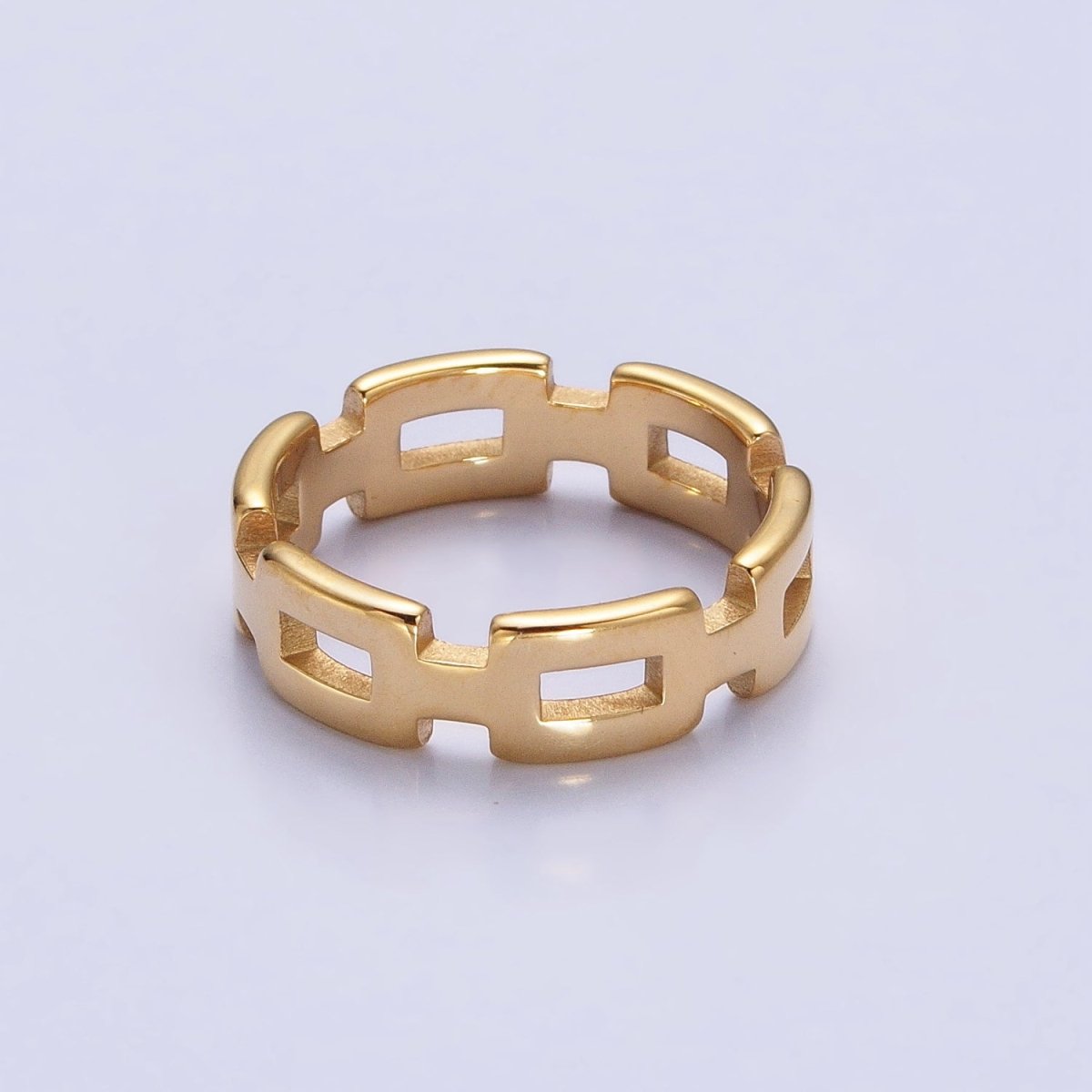 Stainless Steel Boxy Cable Chain Link Ring in Gold & Silver | O-1657~O-1664 - DLUXCA