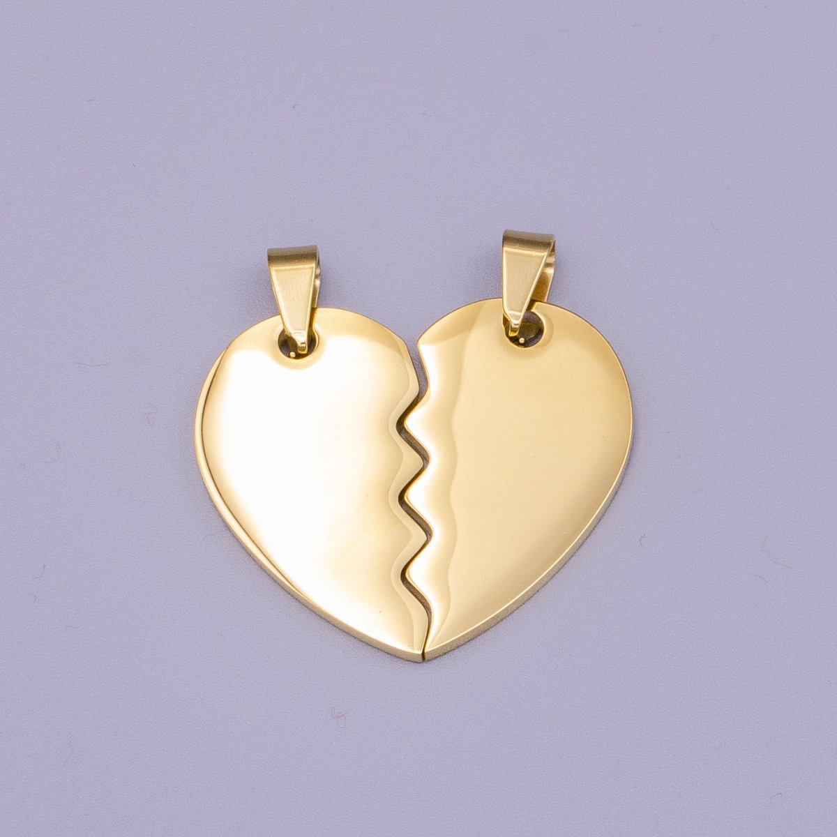 Stainless Steel Breakable Heart Couple's Valentine Minimalist Pendant Set | P-1170 - DLUXCA