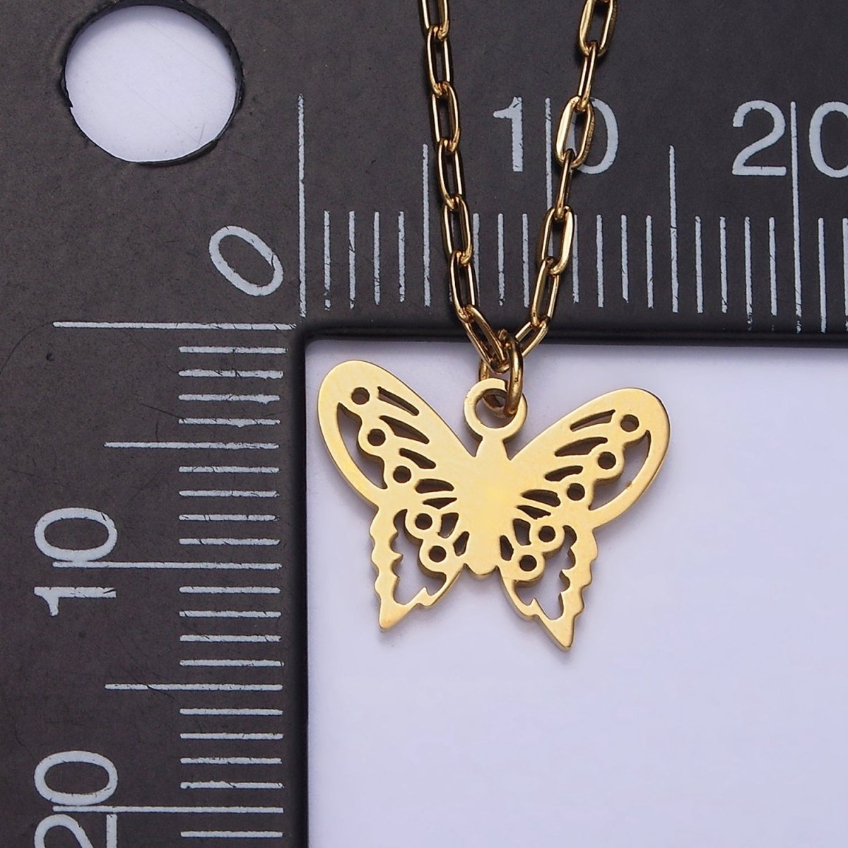 Stainless Steel Butterfly Open Wings Charm 17 Inch Paperclip Chain Necklace | WA-2080 Clearance Pricing - DLUXCA
