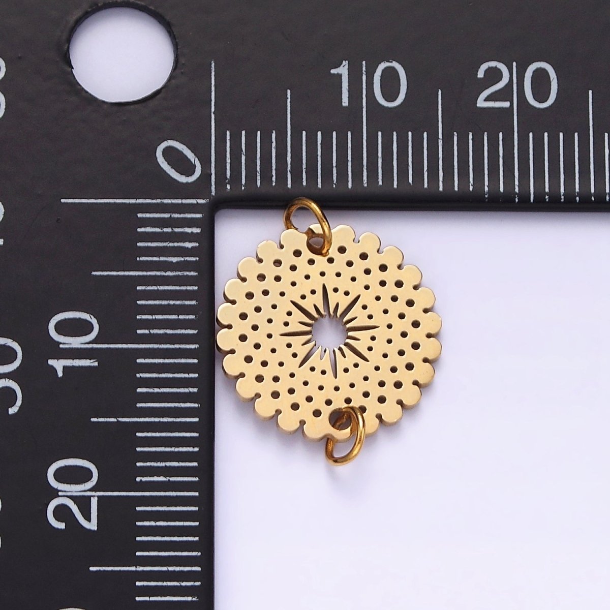 Stainless Steel Celestial North Star Sun Open Dotted Rounded Outline Charm | P1360 - DLUXCA
