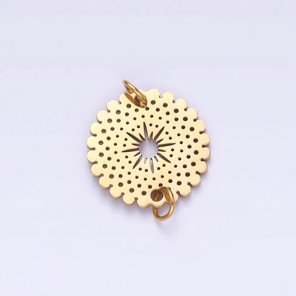 Stainless Steel Celestial North Star Sun Open Dotted Rounded Outline Charm | P1360 - DLUXCA