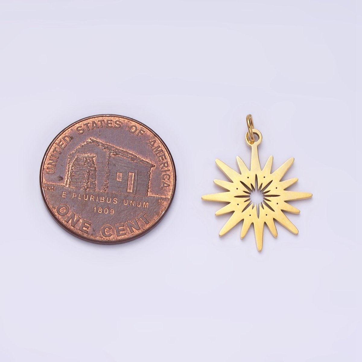 Stainless Steel Celestial Sunburst Ray Star Minimalist Open Charm | P1352 - DLUXCA