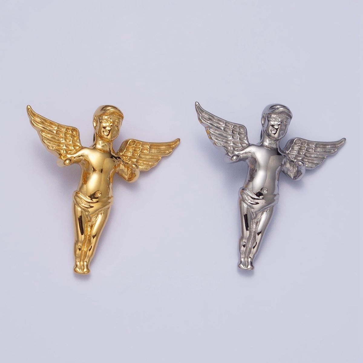 Stainless Steel Cherub Baby Angel Pendant in Gold & Silver | P-1084 - DLUXCA