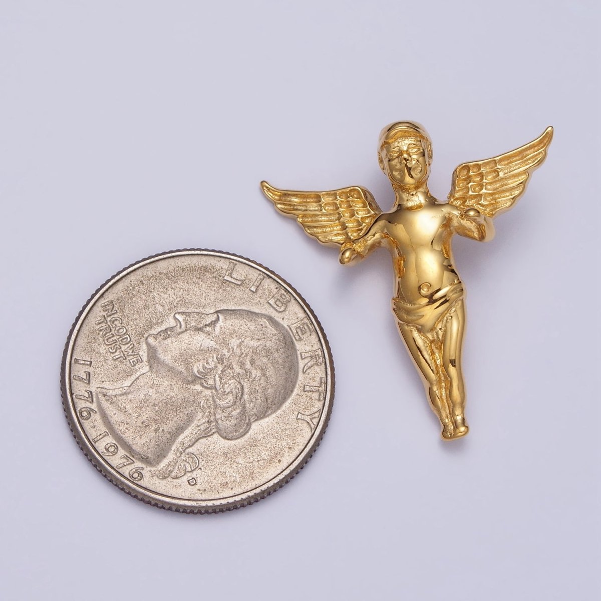 Stainless Steel Cherub Baby Angel Pendant in Gold & Silver | P-1084 - DLUXCA