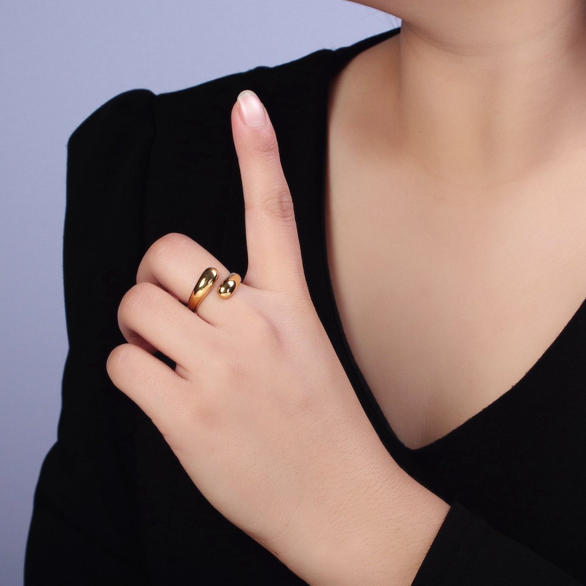 Stainless Steel Chubby Geometric Claw Open Band Ring in Gold & Silver | O-1725~O-1732 - DLUXCA