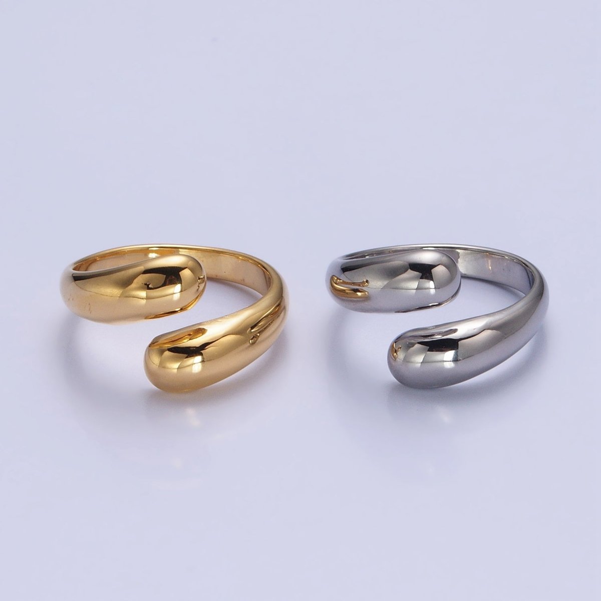 Stainless Steel Chubby Geometric Claw Open Band Ring in Gold & Silver | O-1725~O-1732 - DLUXCA