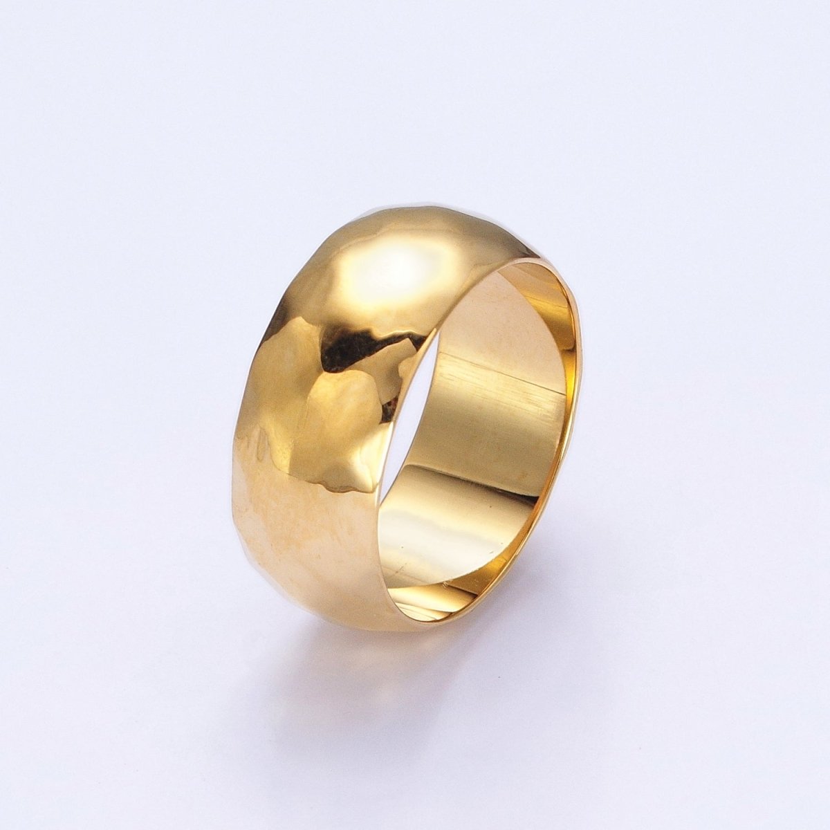 Stainless Steel Chunky Hammered Minimalist Band Ring in Gold & Silver | O-1649~O-1656 - DLUXCA