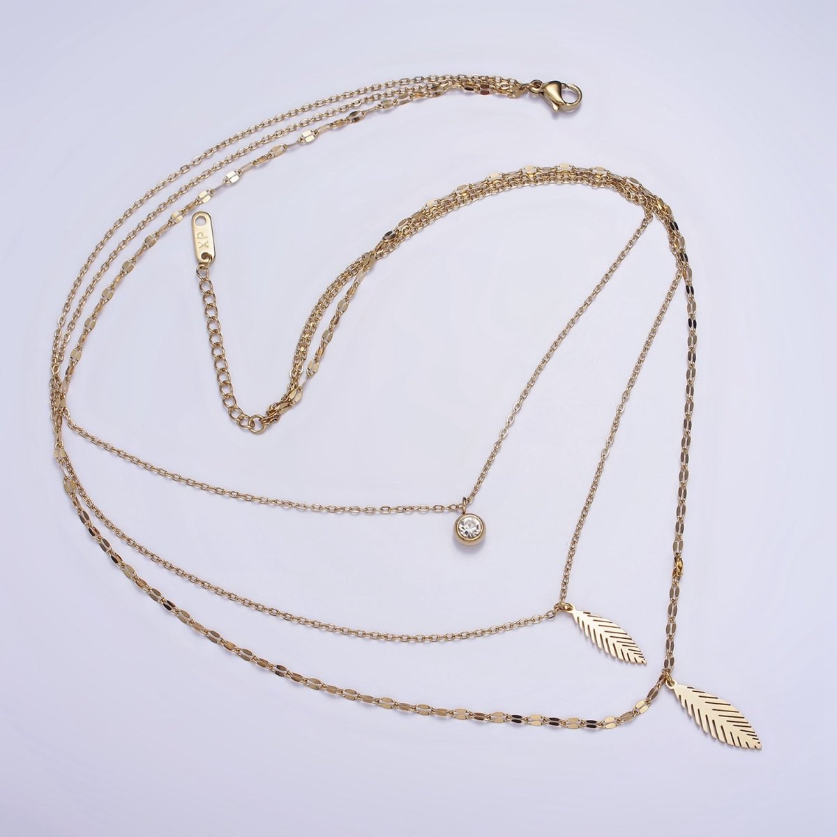 Stainless Steel Clear CZ Flower Cable Unique Double Layer Double Layer Stack Necklace | WA-2071 Clearance Pricing - DLUXCA