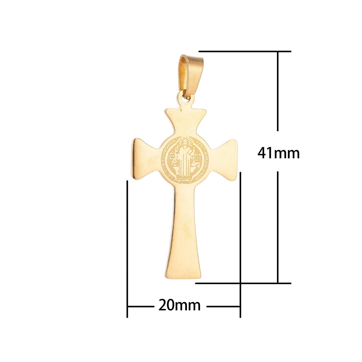 Stainless Steel Cross in Gold filled Italian St Benedict Cross Charm Rosary Cross Rosary Supplies 41x20mm Religious Jewelry J-389 - DLUXCA