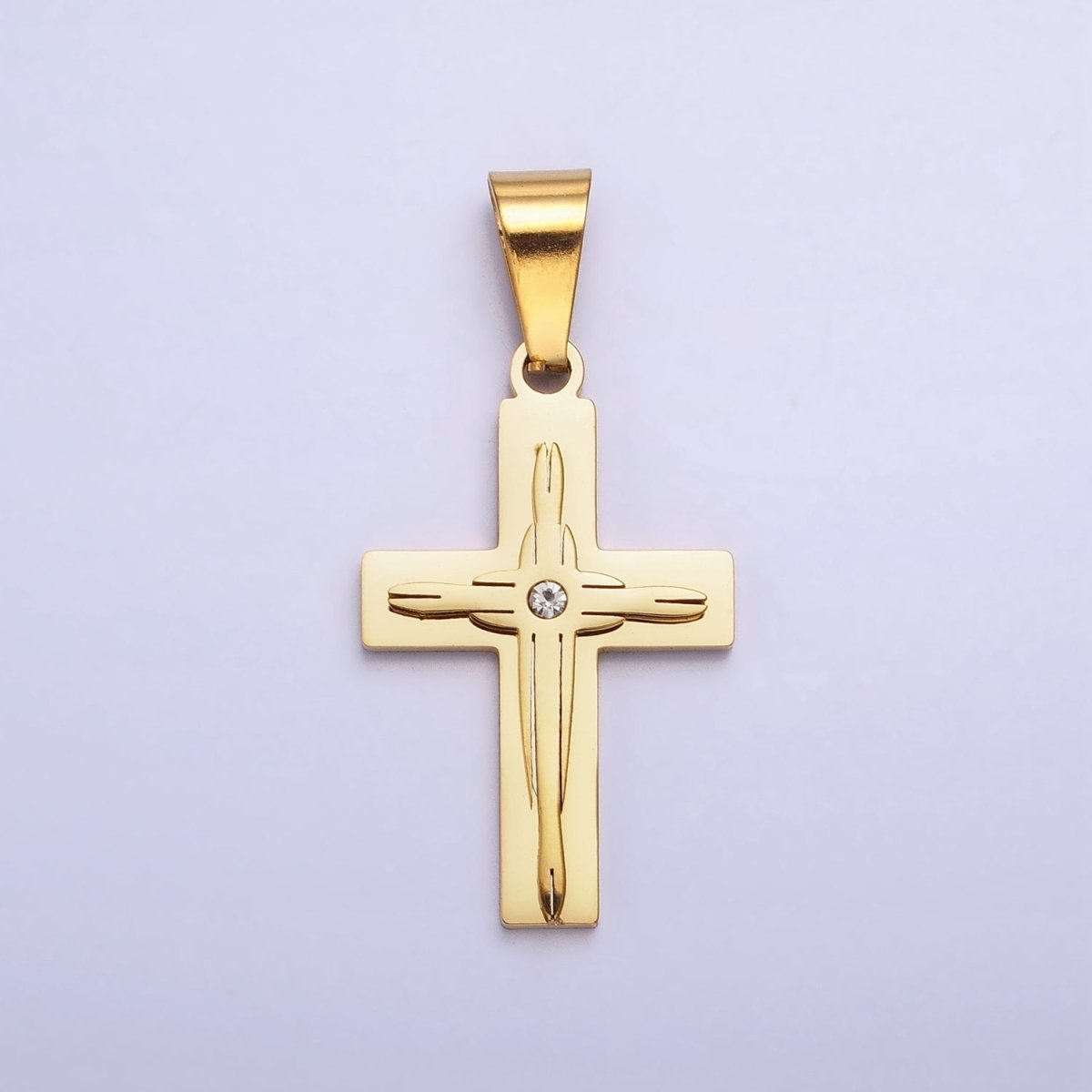 Stainless Steel Cross Pendant in Gold Silver for Unisex Statement Religious Jewelry Making | P-1117 - DLUXCA