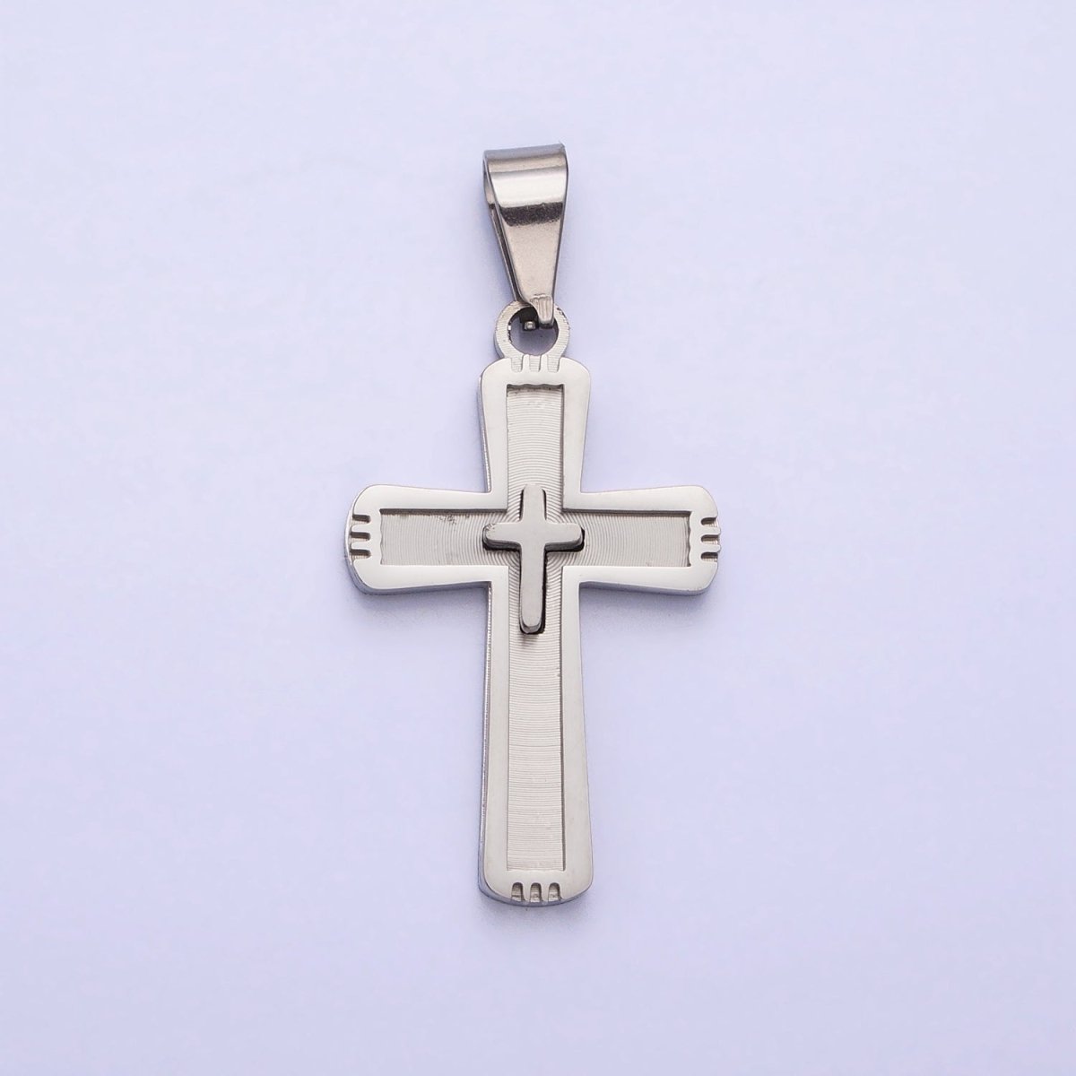 Stainless Steel Cross Pendant in Gold Silver for Unisex Statement Religious Jewelry Making | P-1118 - DLUXCA