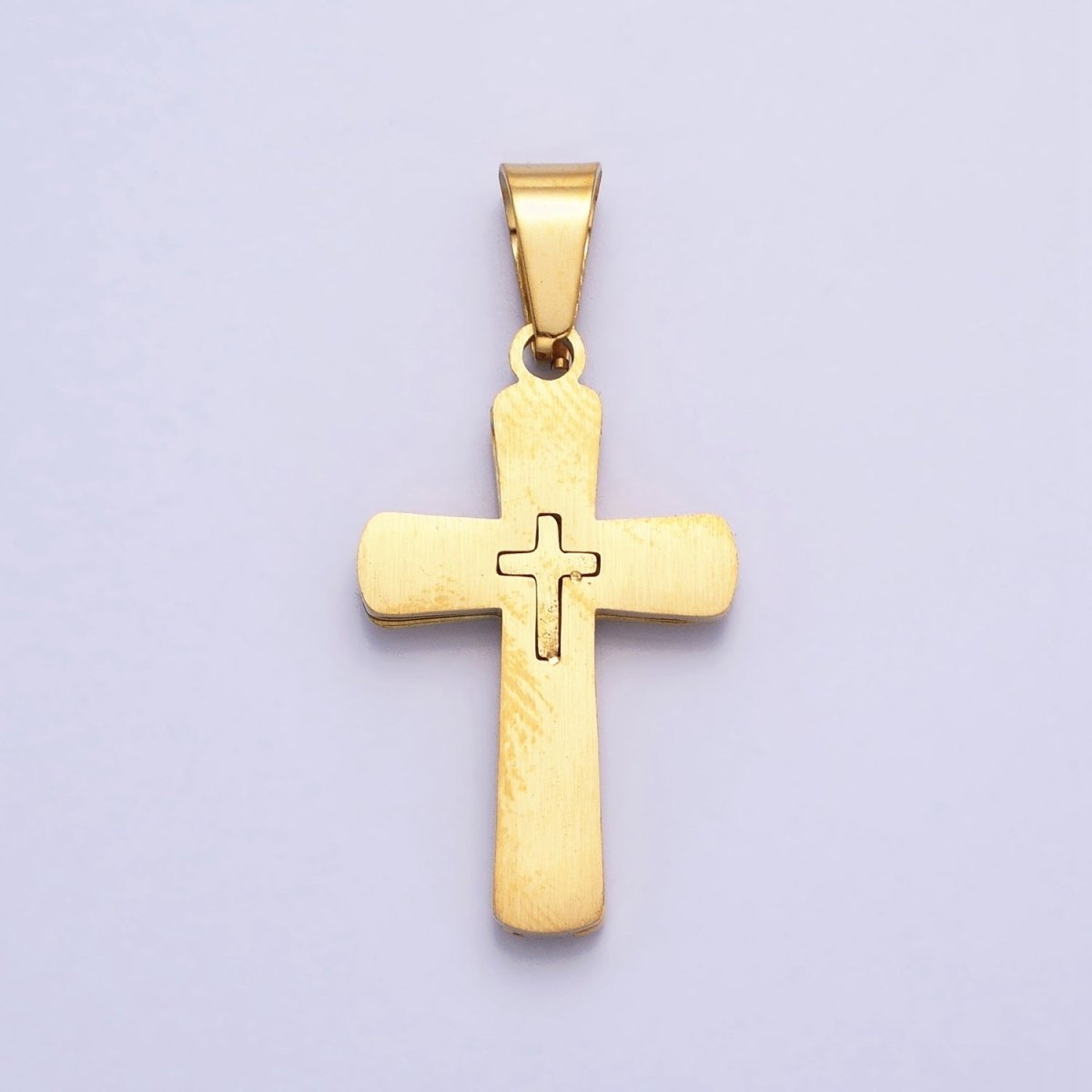 Stainless Steel Cross Pendant in Gold Silver for Unisex Statement Religious Jewelry Making | P-1118 - DLUXCA