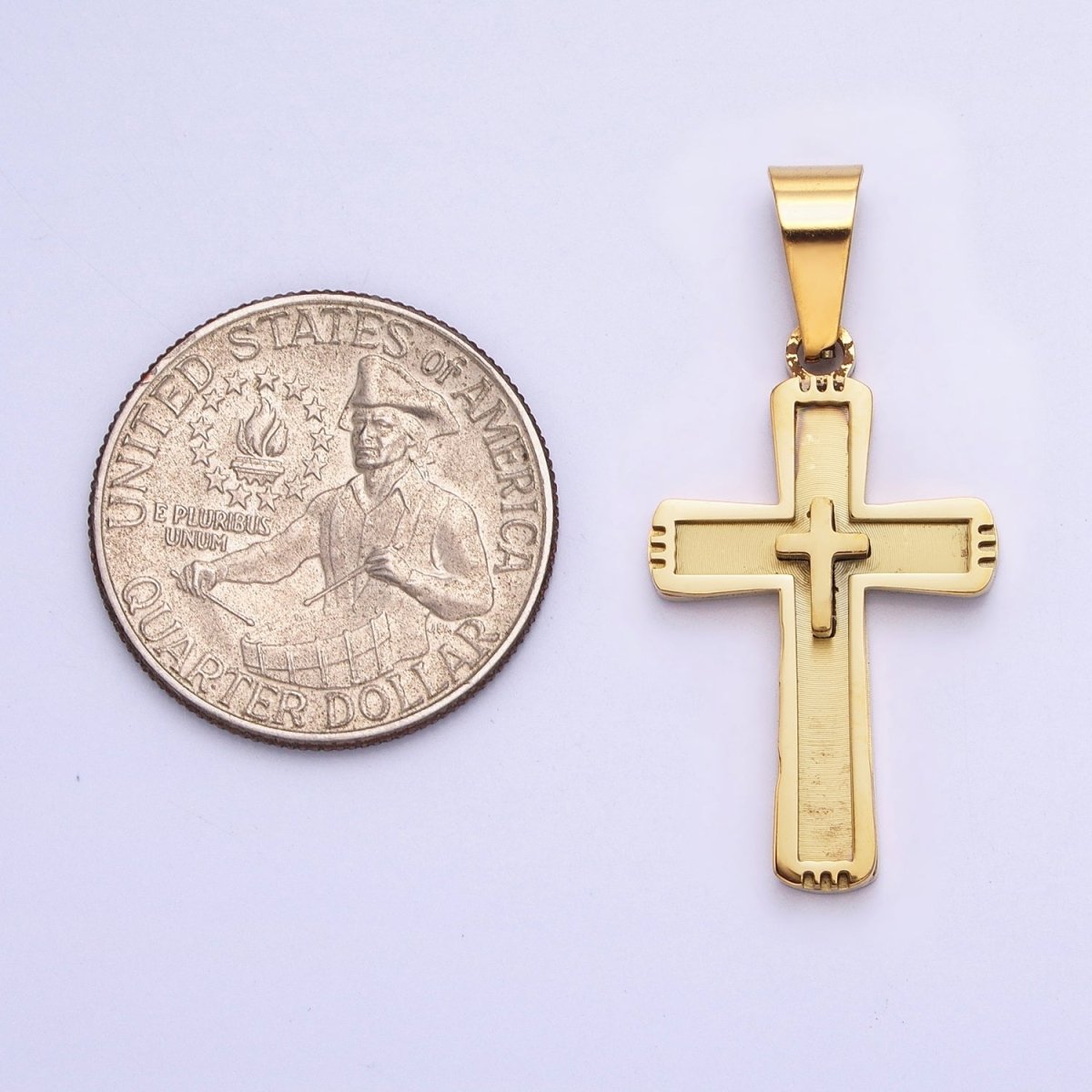 Stainless Steel Cross Pendant in Gold Silver for Unisex Statement Religious Jewelry Making | P-1118 - DLUXCA