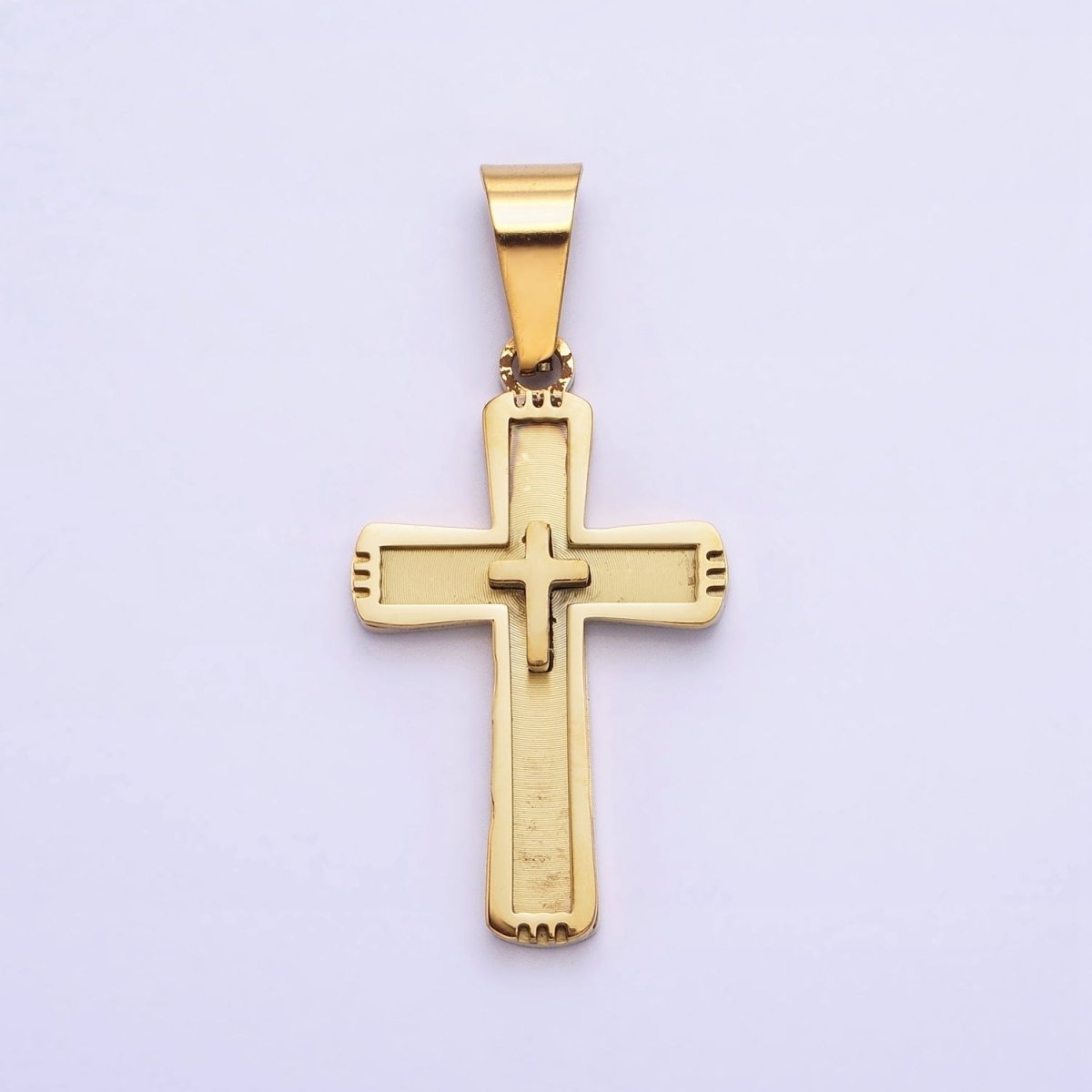 Stainless Steel Cross Pendant in Gold Silver for Unisex Statement Religious Jewelry Making | P-1118 - DLUXCA