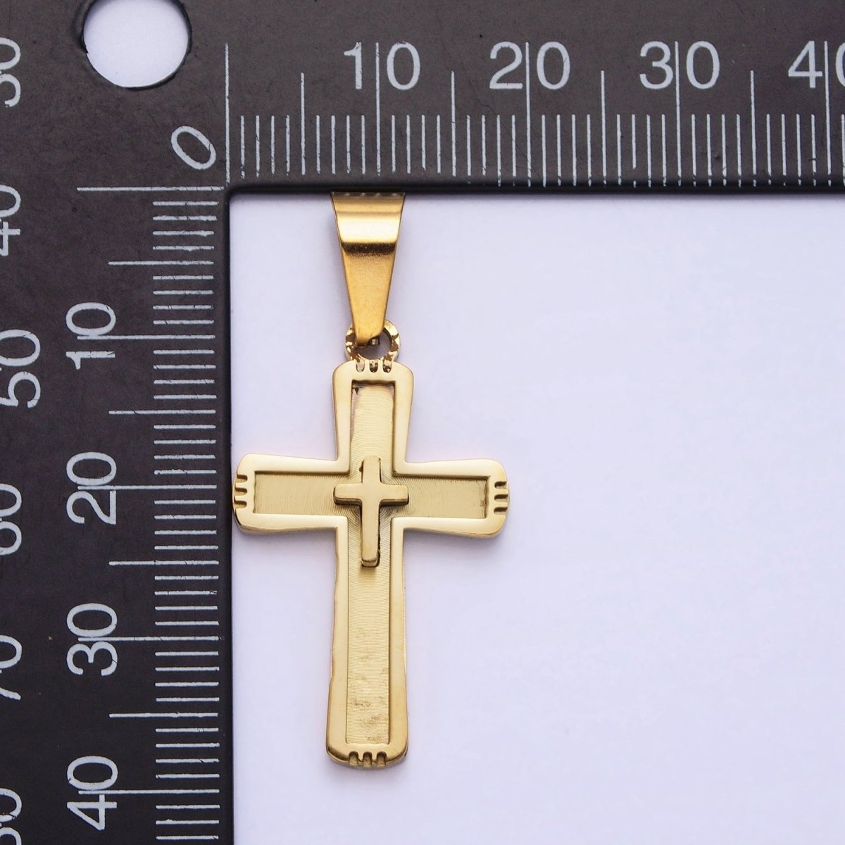 Stainless Steel Cross Pendant in Gold Silver for Unisex Statement Religious Jewelry Making | P-1118 - DLUXCA