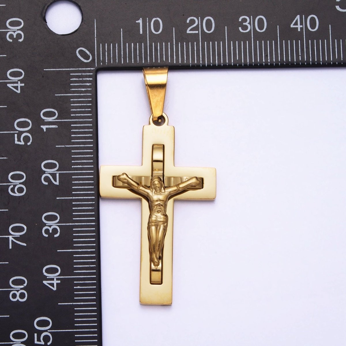 Stainless Steel Crucifix Cross Pendant in Gold Silver for Statement Religious Jewelry Making | P-1119 - DLUXCA