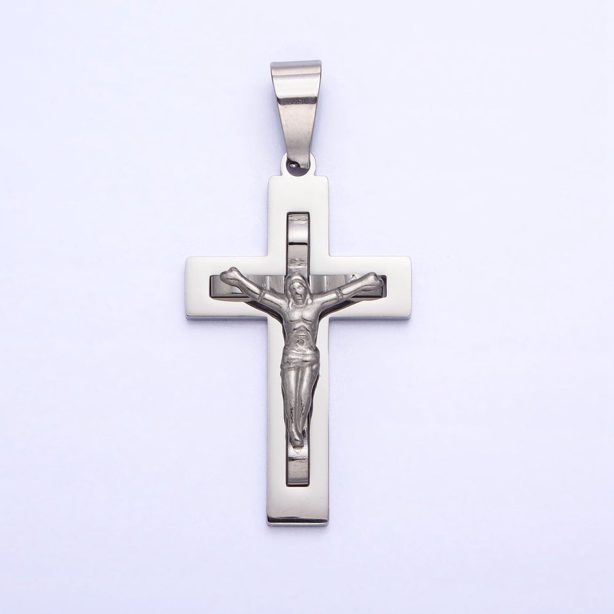 Stainless Steel Crucifix Cross Pendant in Gold Silver for Statement Religious Jewelry Making | P-1119 - DLUXCA