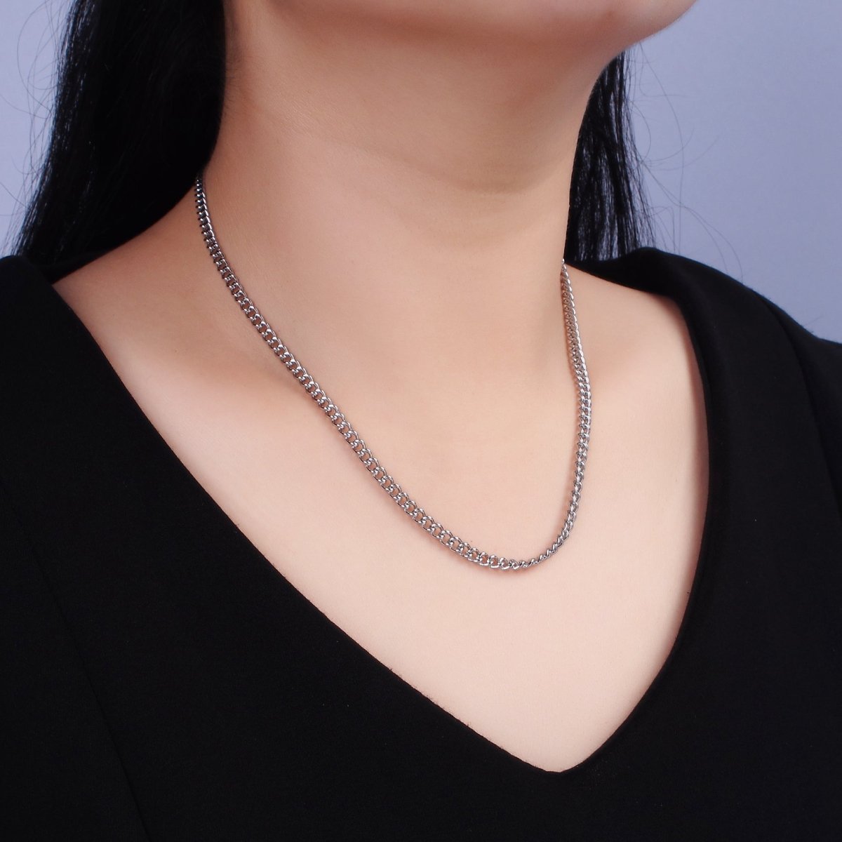 Stainless Steel Curb Chain Necklace 3.5mm Curb Chain Jewelry Making 18 inch Women Necklace | WA-2097 Clearance Pricing - DLUXCA