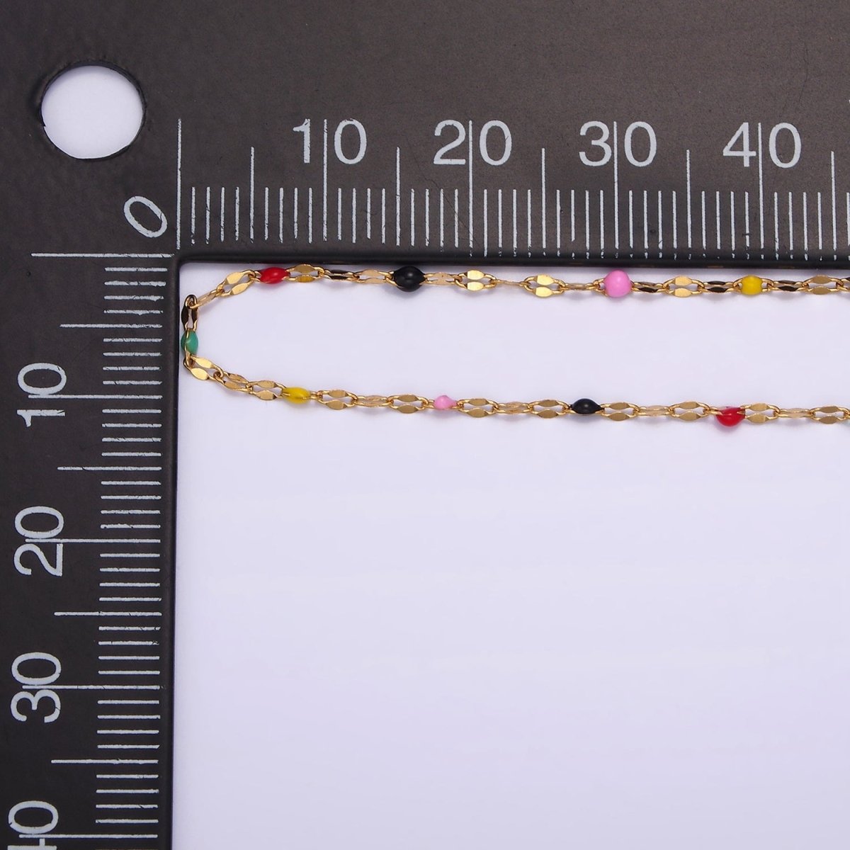 Stainless Steel Dark, Bright Enamel Flat Unique Link Unfinished Chain For Jewelry Making | ROLL-1425 ROLL-1426 Clearance Pricing - DLUXCA