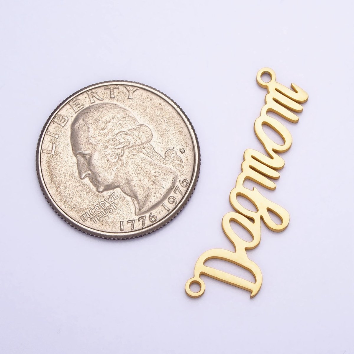 Stainless Steel "Dog mom" Handwritten Script Link Connector in Silver & Gold | AA926 AA1009 - DLUXCA