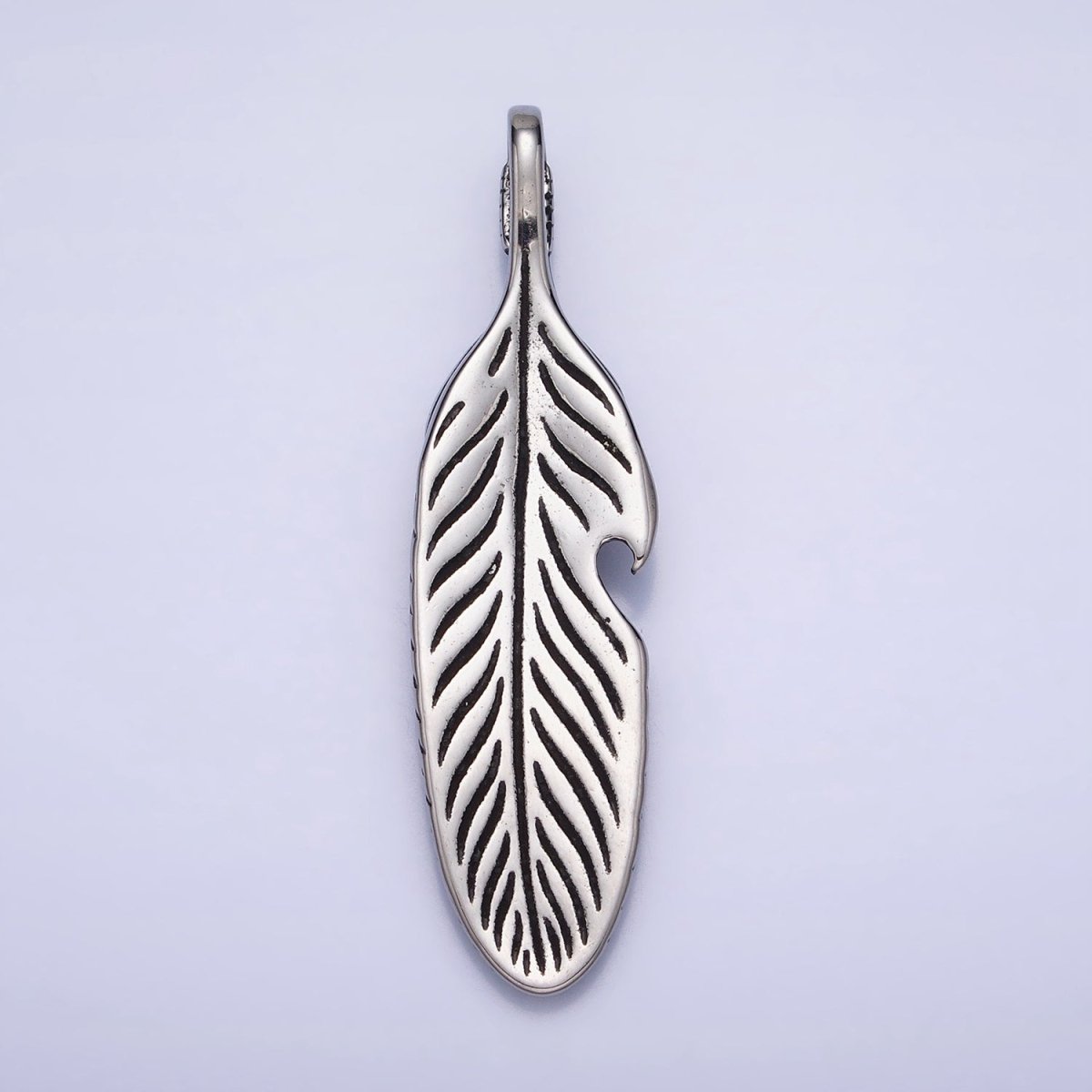 Stainless Steel Double Sided Heart Engraved Natural Leaf Silver, Gold Pendant | P-1139 - DLUXCA