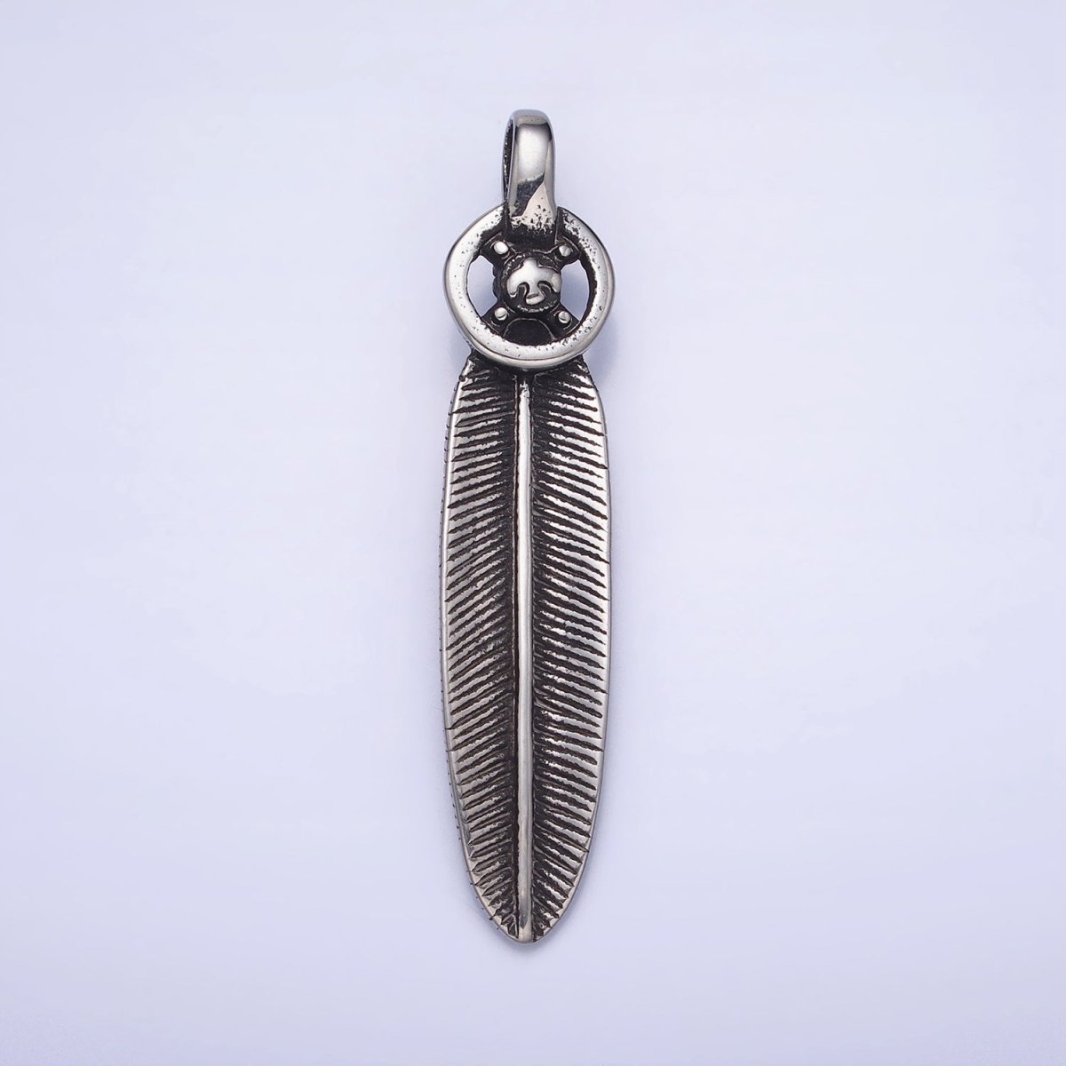 Stainless Steel Double Sided Rounded Oval Natural Lead Mixed Metal Pendant | P1158 - DLUXCA