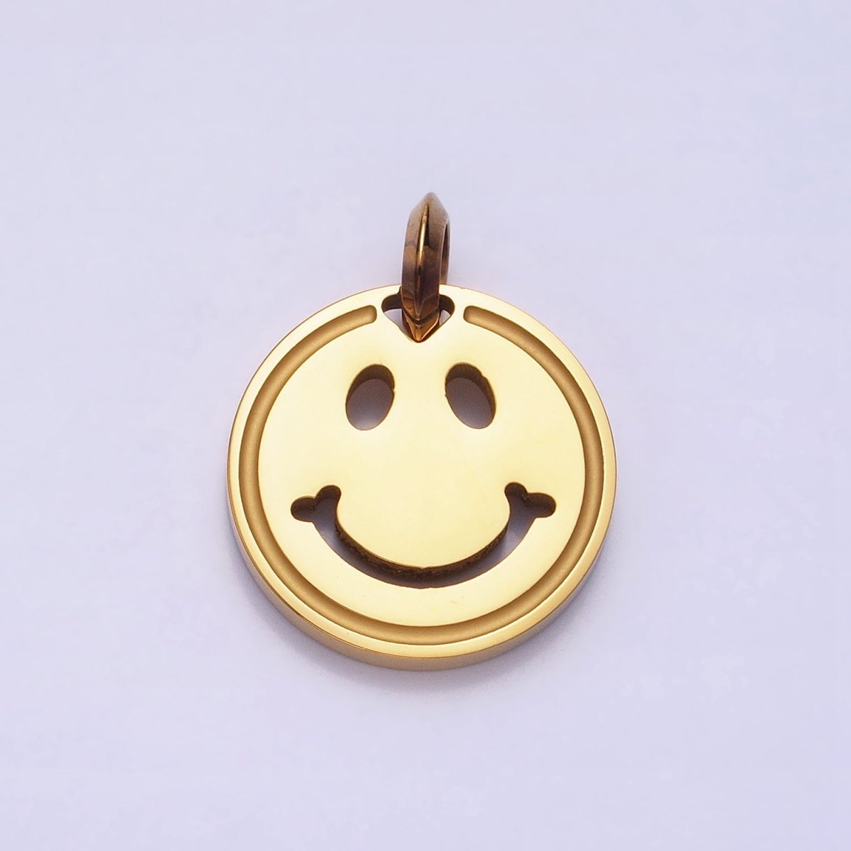 Stainless Steel Double Sided Smiley Face Clover Charm in Gold & Silver | P-1120 - DLUXCA