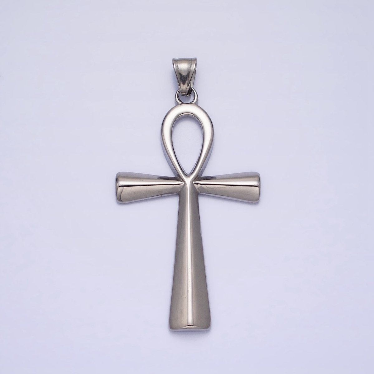 Stainless Steel Edged Egyptian Ankh Cross Statement Pendant in Gold & Silver | P-1085 P-1086 - DLUXCA