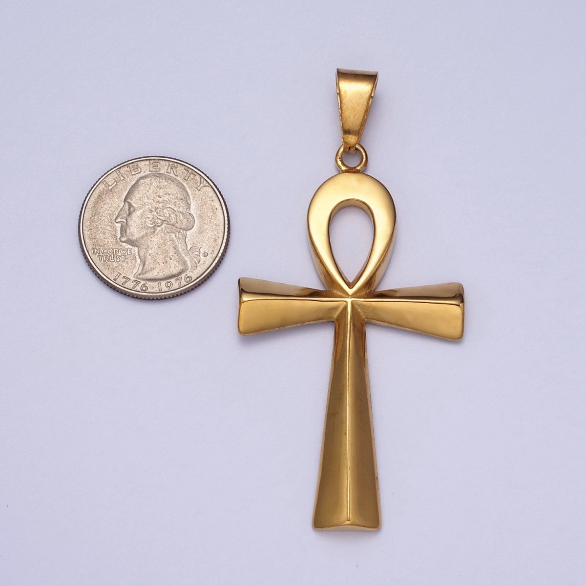 Stainless Steel Egyptian Ankh Key Cross Pendant in Gold & Silver J-265 J-323 - DLUXCA