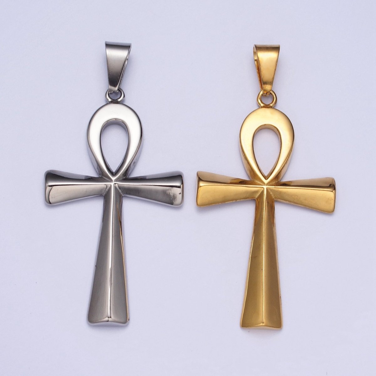 Stainless Steel Egyptian Ankh Key Cross Pendant in Gold & Silver J-265 J-323 - DLUXCA