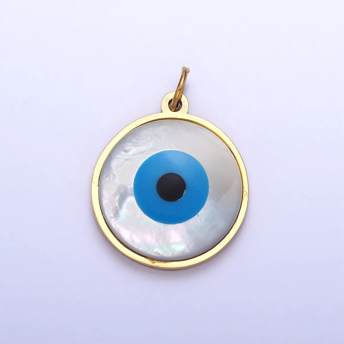 Stainless Steel Evil Eye Add-On Round Charm in Gold & Silver | P-1220 P-1221 - DLUXCA