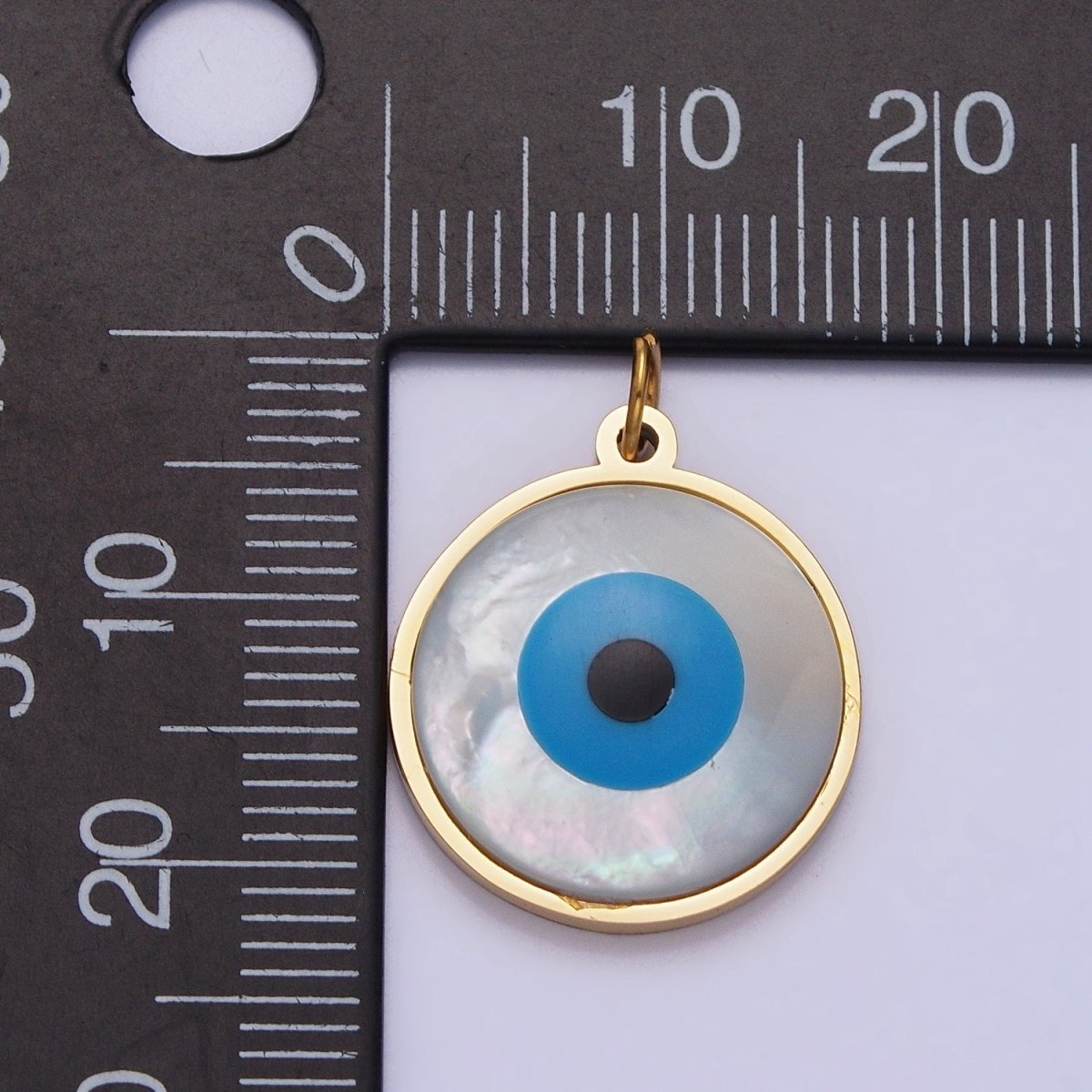 Stainless Steel Evil Eye Add-On Round Charm in Gold & Silver | P-1220 P-1221 - DLUXCA