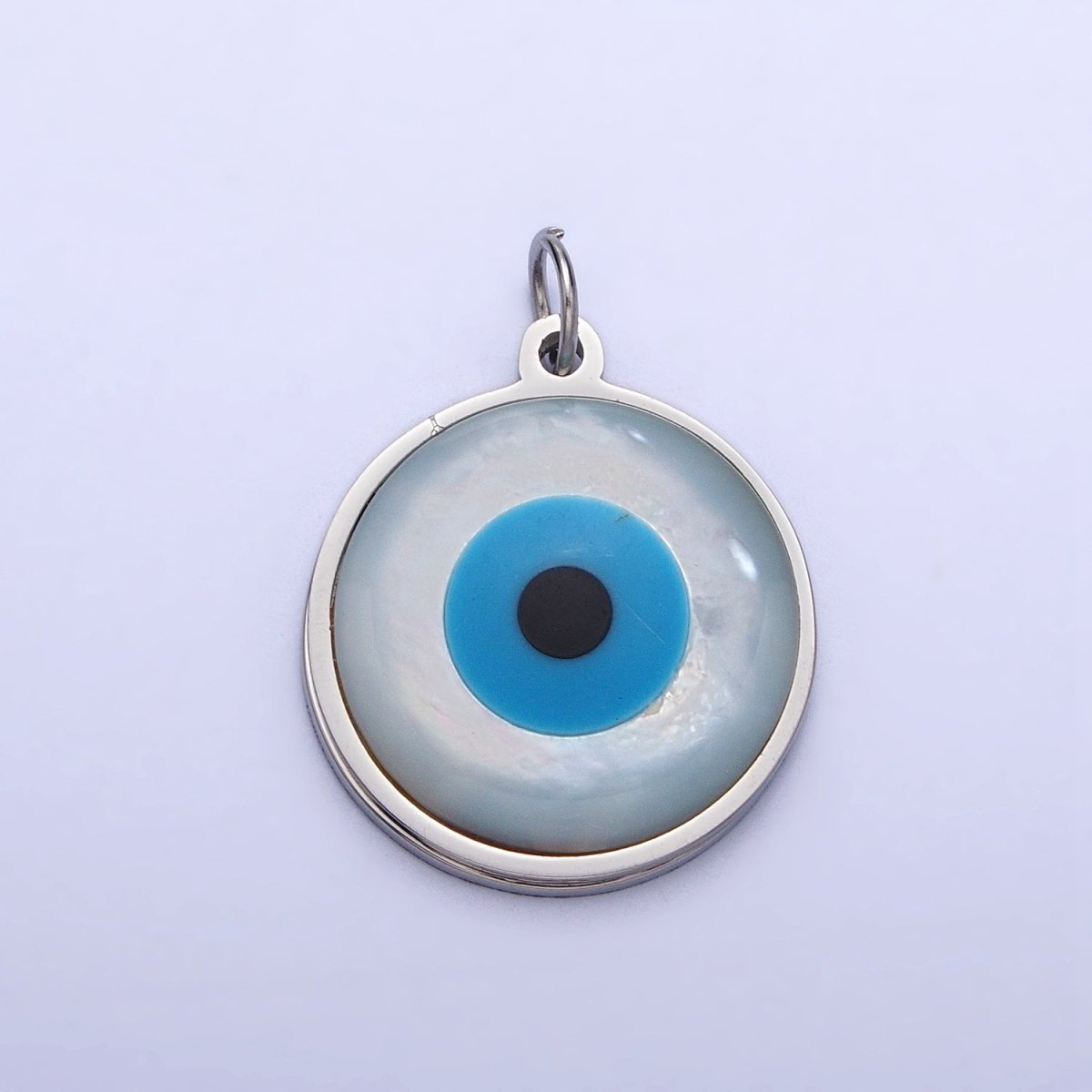 Stainless Steel Evil Eye Add-On Round Charm in Gold & Silver | P-1220 P-1221 - DLUXCA