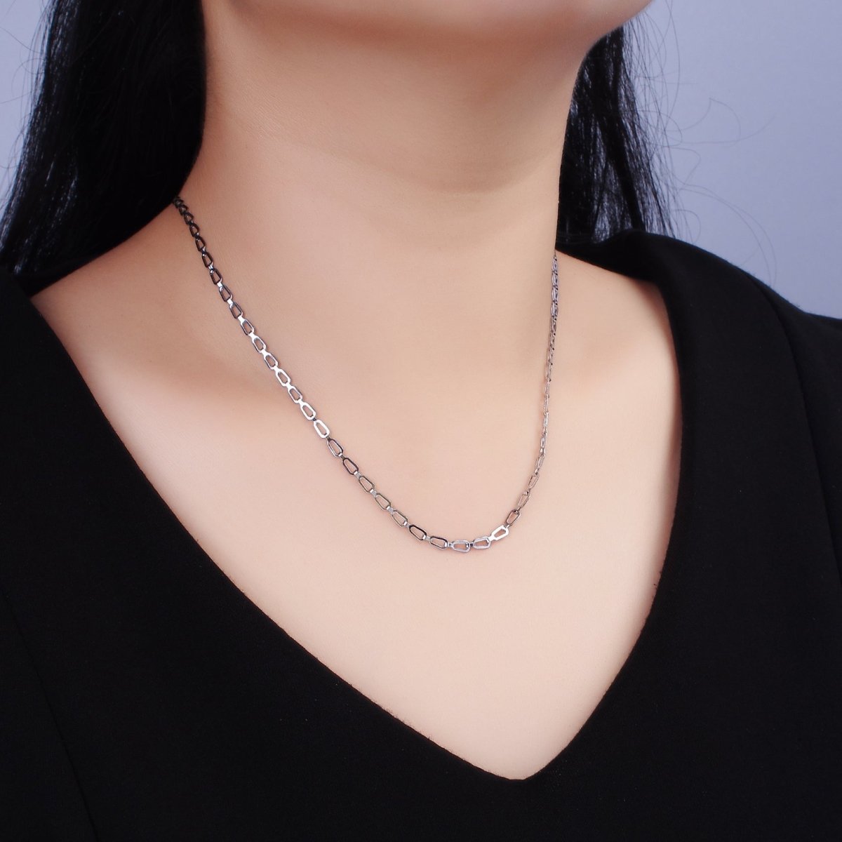Stainless Steel Flat Oval Cable Chain Necklace 2.7mm Cable Chain Jewelry Making 18 inch Women Necklace | WA-2096 Clearance Pricing - DLUXCA