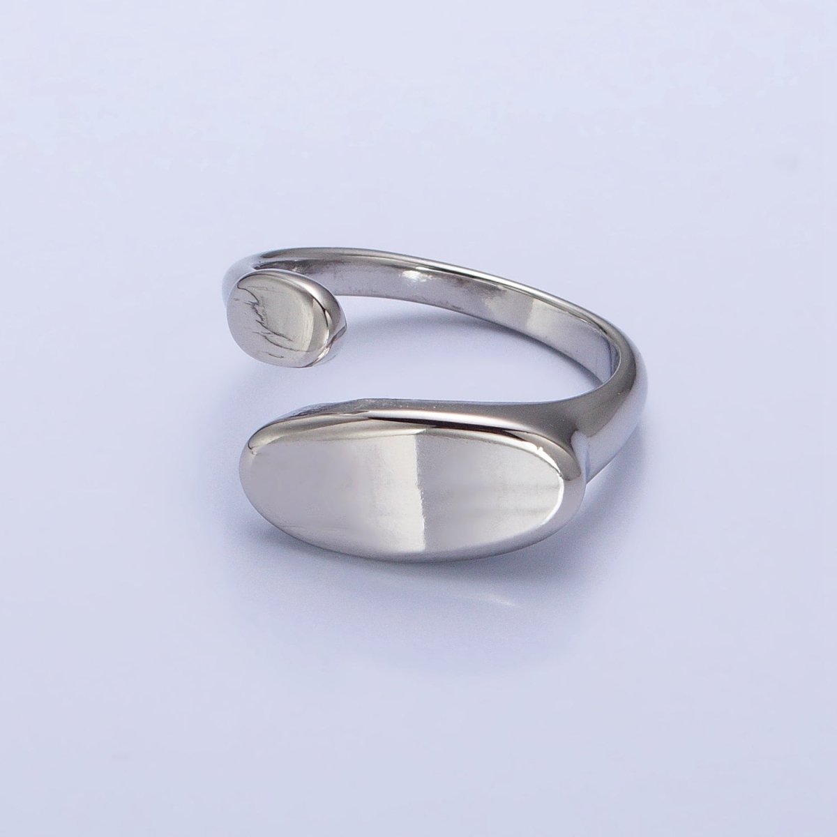 Stainless Steel Flat Oval Double Chubby Claw Open Band Ring in Gold & Silver | O-1773~O-1780 - DLUXCA