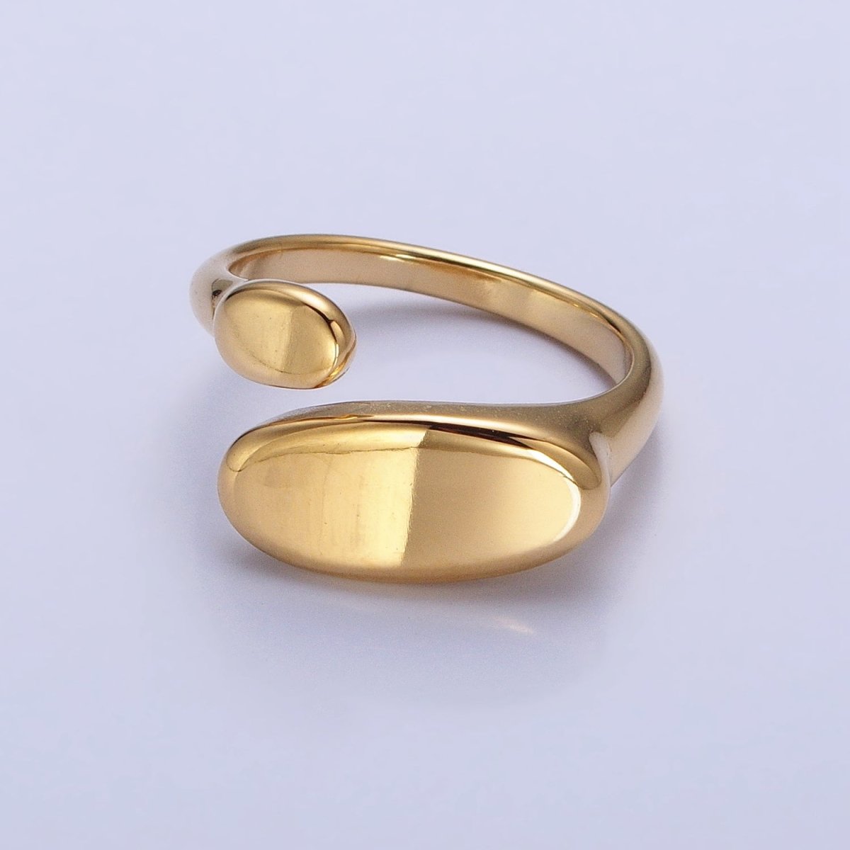 Stainless Steel Flat Oval Double Chubby Claw Open Band Ring in Gold & Silver | O-1773~O-1780 - DLUXCA