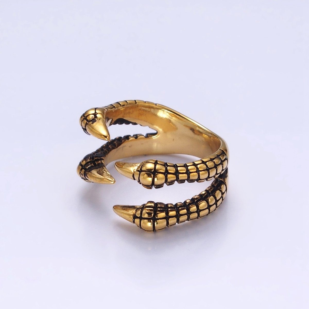 Stainless Steel Four Scaled Claws Gold Statement Rings | O-1565 O-1566 - DLUXCA