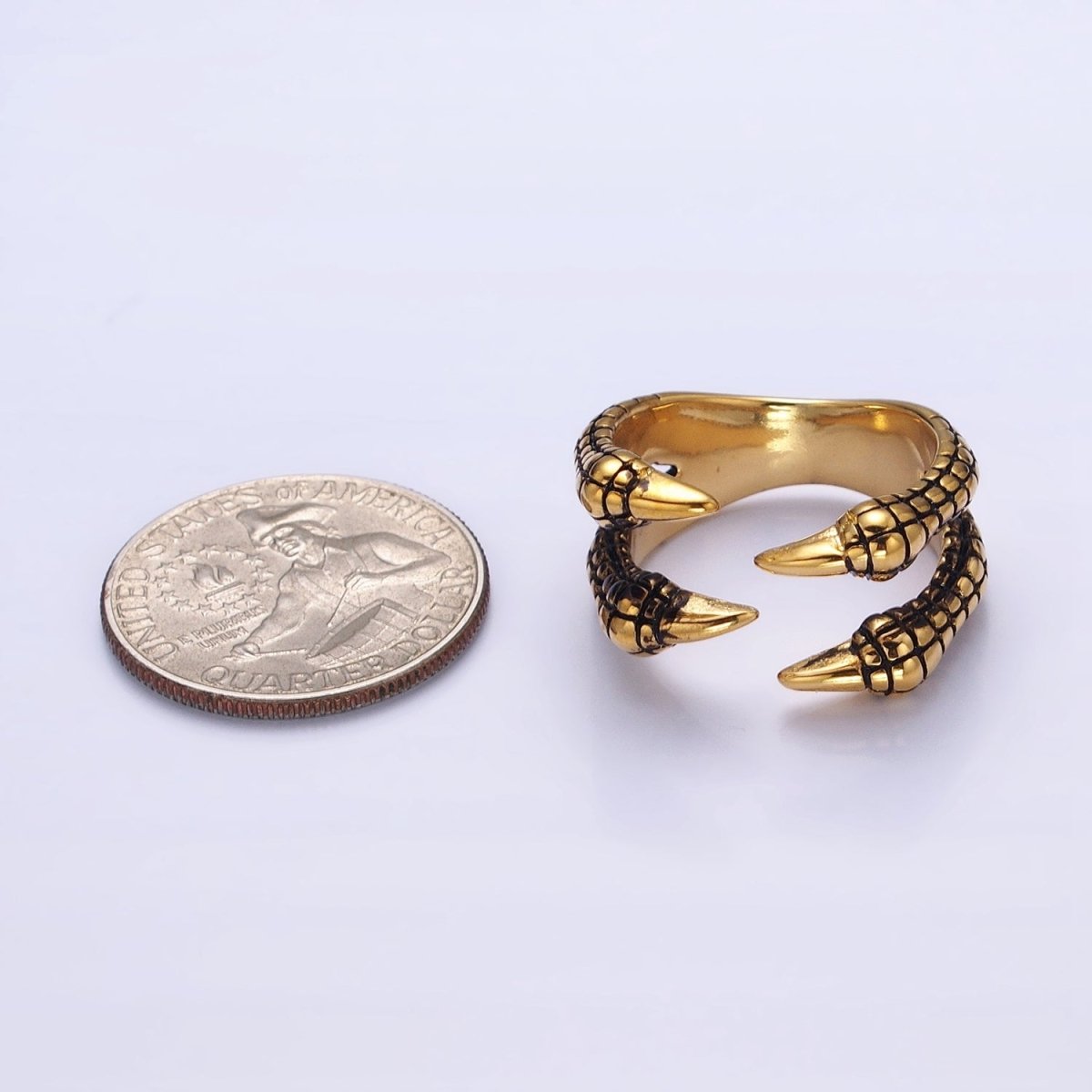 Stainless Steel Four Scaled Claws Gold Statement Rings | O-1565 O-1566 - DLUXCA