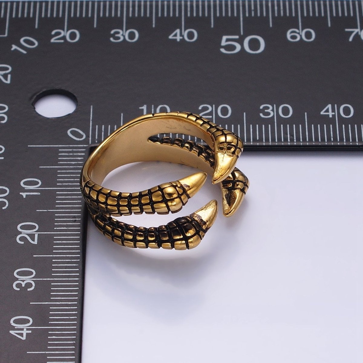 Stainless Steel Four Scaled Claws Gold Statement Rings | O-1565 O-1566 - DLUXCA
