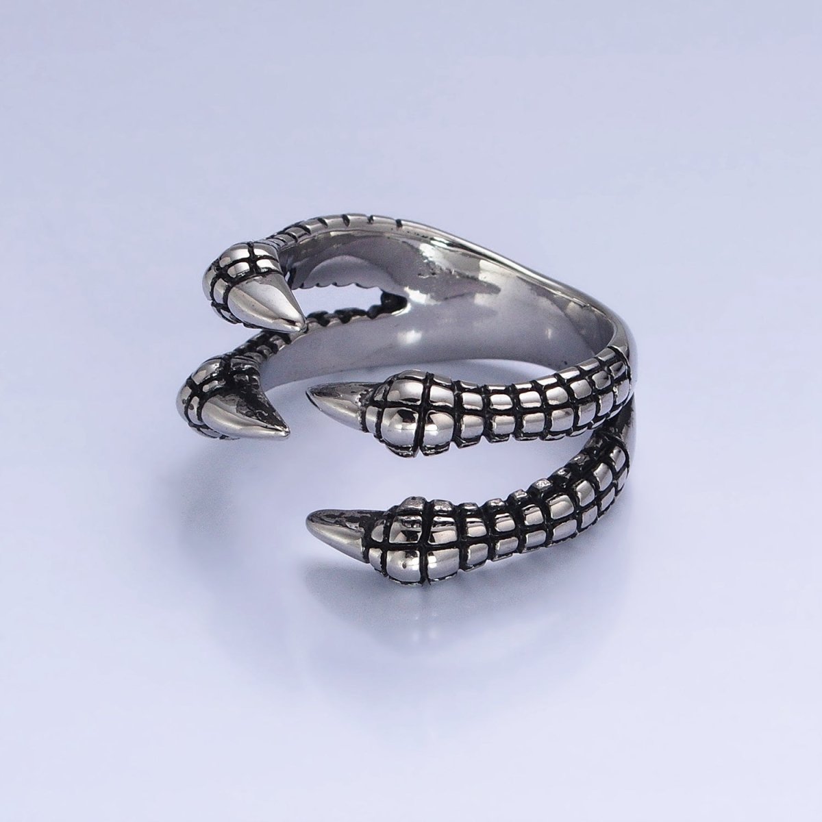 Stainless Steel Four Scaled Claws Silver Statement Rings | O-1837 O-1838 - DLUXCA