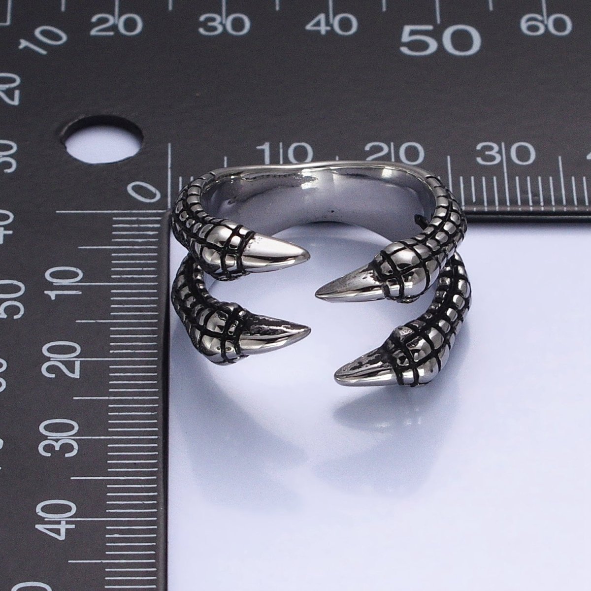 Stainless Steel Four Scaled Claws Silver Statement Rings | O-1837 O-1838 - DLUXCA