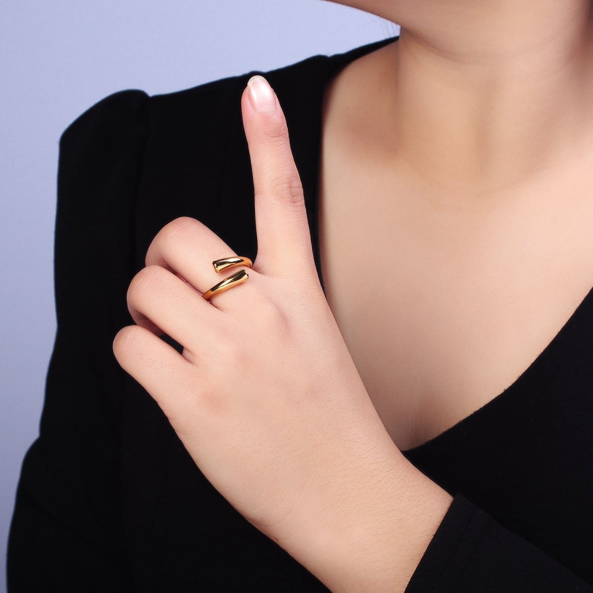 Stainless Steel Geometric Claw Minimalist Open Band Ring in Gold & Silver | O-1757~O-1764 - DLUXCA