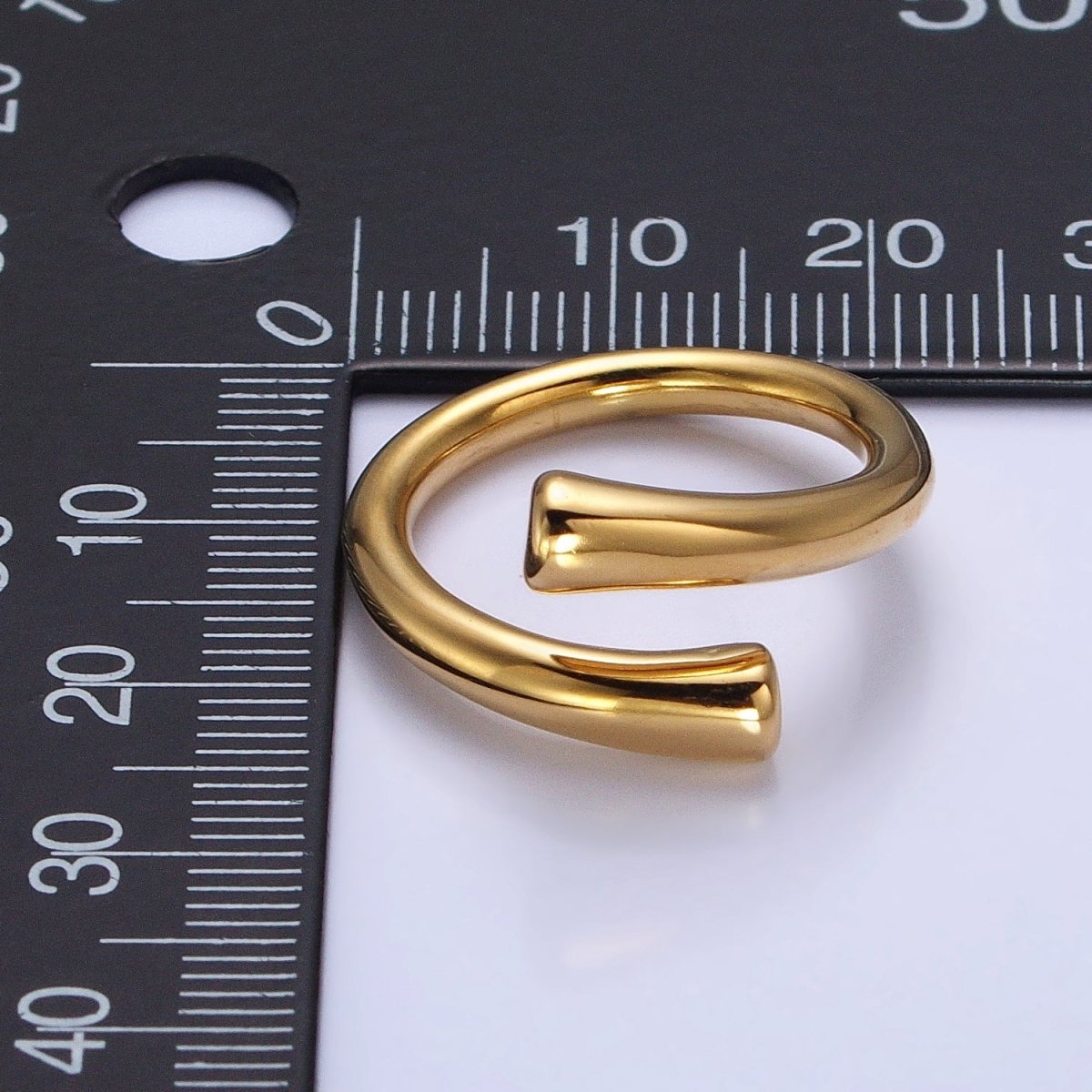 Stainless Steel Geometric Claw Minimalist Open Band Ring in Gold & Silver | O-1757~O-1764 - DLUXCA